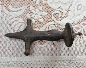 Vintage Iron Sword Hilt Indian Hand Forged Metal Handle Disc Pommel Historical Collectible D1