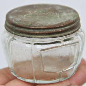 Yardley Brass Lid Glass Jar – Vintage Ointment Bharani, London Collectible, Rare Unique Apothecary Container for Elegant Home Decor