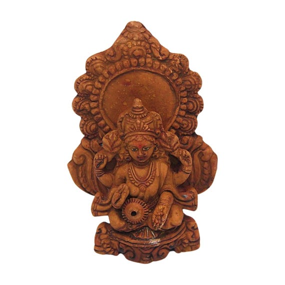 Rare Vintage Handmade Terracotta Clay Idol of Hindu Goddess Maa Laxmi Ji – Unique Collectible Religious Sculpture for Home Decor from India