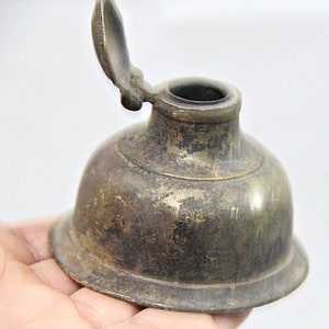 Antique 1930&#39;s Brass Inkwell: Handcrafted Desk Decor