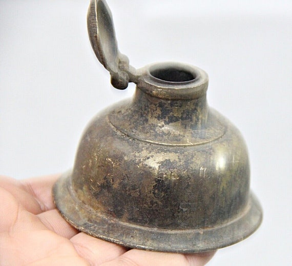 Antique 1930s Brass Ink Pot – Handcrafted Vintage Inkwell | Unique Historical Desk Decor | Nostalgic Collectible for Writers and Enthusiasts