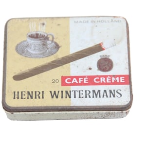 Scatola di latta vintage artigianale Henri Wintermans Café Crème - Sigarette olandesi da collezione degli anni '70, scatola di tabacco retrò, decorazione per fumatori vuota e idea regalo