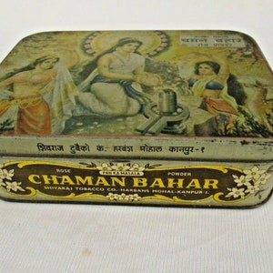 Vintage Chaman Bahar Tin Box: Collectible Indian Advertising