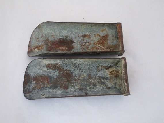 Pair of Vintage Tin Iron Scoop Cups & Measuring Spoons– Antique Indian Kitchenware | Rustic Farmhouse Decor | Unique Collectible Utensil Set