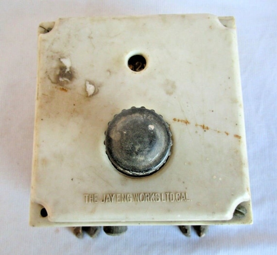 Jay Eng Works Vintage Electric Ceiling Fan Regulator– Industrial Metal Body & Bakelite Board | Retro Home Decor | Collectible Antique Switch