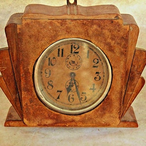 Unique Vintage Jaz Alarm Clock Made In France– Antique Collectible Timepiece in Wooden Box Rare Retro Table Clock (Needs Repair/Restoration)
