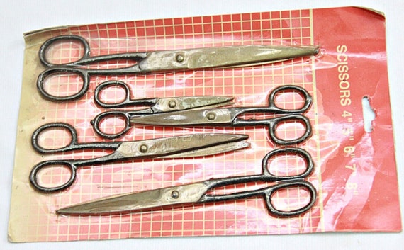 Pack of 5 Multipurpose Iron Scissors for All Cutting Needs - Ideal for Sewing, Crafting and Household Tasks Vintage Hand Crafted Collectible