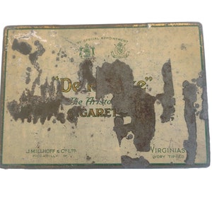 Scatola di latta vintage per sigarette De Reszke Virginia - Oggetto da collezione di tabacco antico, scatola di sigarette aristocratica, decorazione retrò per fumatori e regalo unico