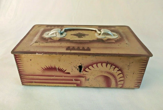 Rare Old Vintage Iron Vanity Box– Antique Painted Jewelry Storage with Mirror | Solid Rustic Decor Piece | Unique Handcrafted Gift for Women