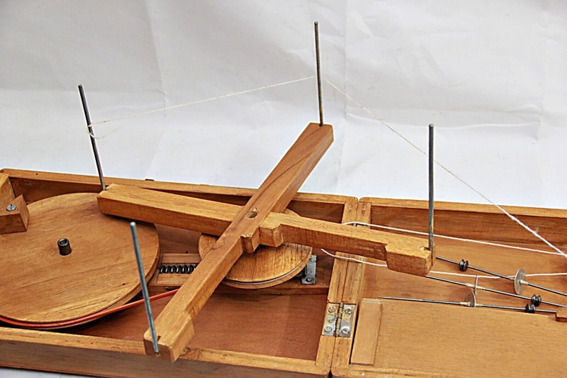 Reviving Gandhi's Legacy the Wooden Box Charkha Traditional Spinning Wheel With Sliding Box and 2 Extra Spindles and Puni image 8