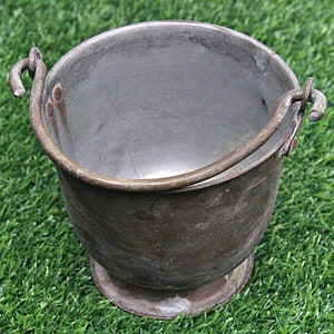 Brass Water Bucket– Chrome-Lined Collectible, Reflective Vintage Hand-Forged Decor, Unique Brassware for Rustic or Elegant Interiors