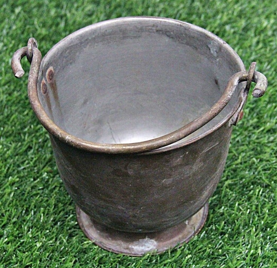 Brass Water Bucket– Chrome-Lined Collectible, Reflective Vintage Hand-Forged Decor, Unique Brassware for Rustic or Elegant Interiors