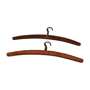 Vintage Arch-Shaped Wooden Clothes Hanger: Brown Finish, Collectible Design