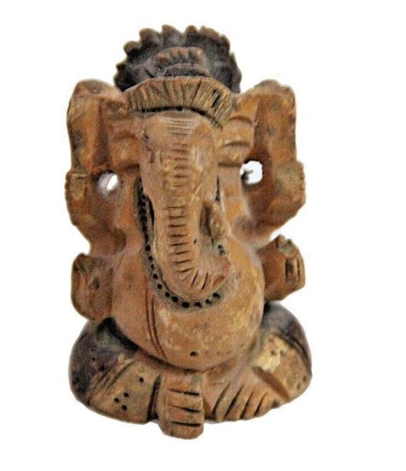Vintage Hand-Engraved Hindu God Ganesha Figurine – Tiny Antique Brass Idol | Rare Small Sacred Elephant God Statue | Spiritual Home Blessing