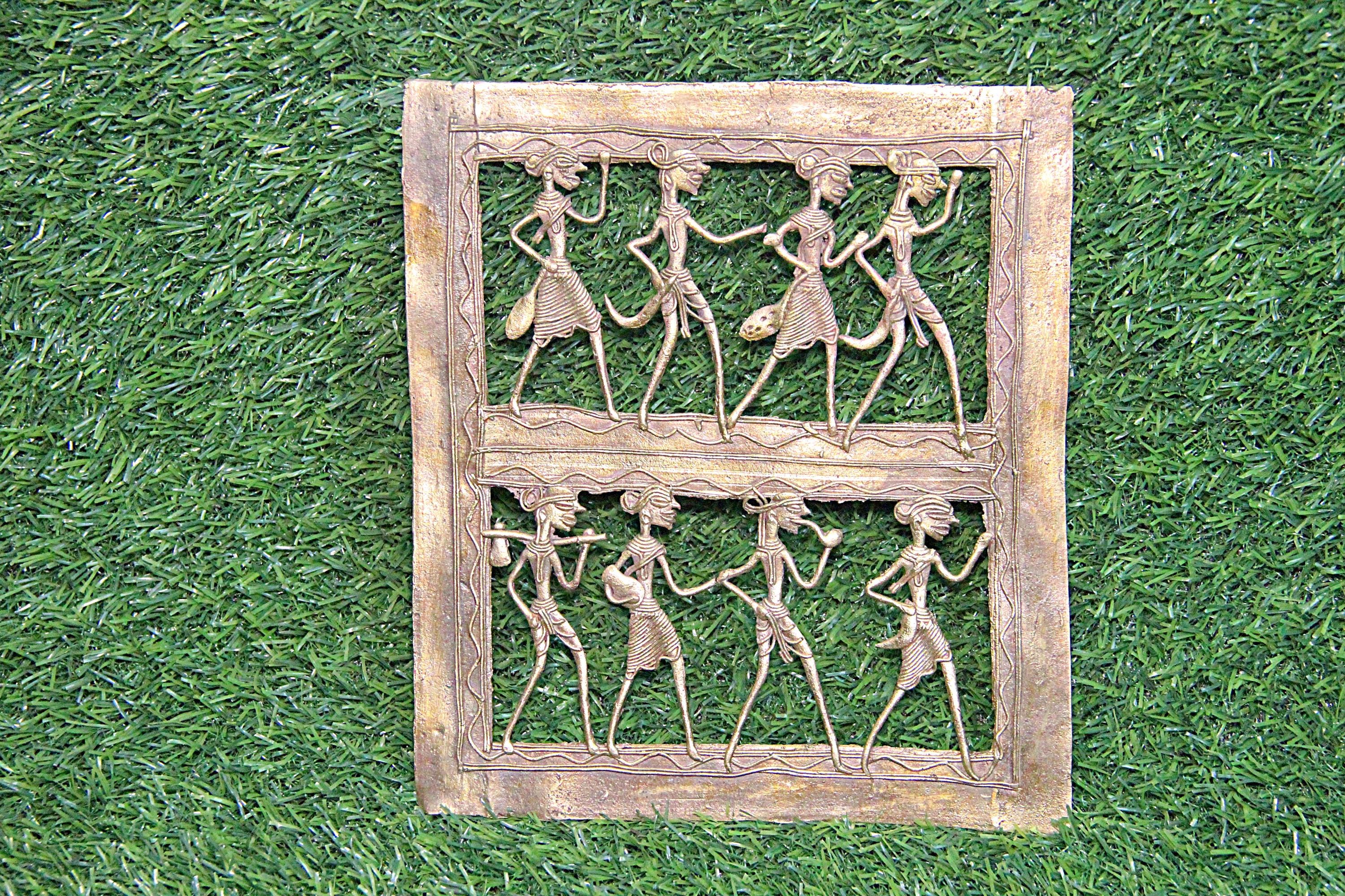 Sculptures indiennes en bronze Dhokra – musiciens et porteuse de vase – art tribal Bastar - Décoration