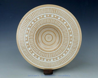 Rain Drops in the Sand Wide Rim Bowl, 7/2022, Turned Maple Wood, 10" Wide, 1-1/4" Thick, 20 oz, Handmade Wood Art