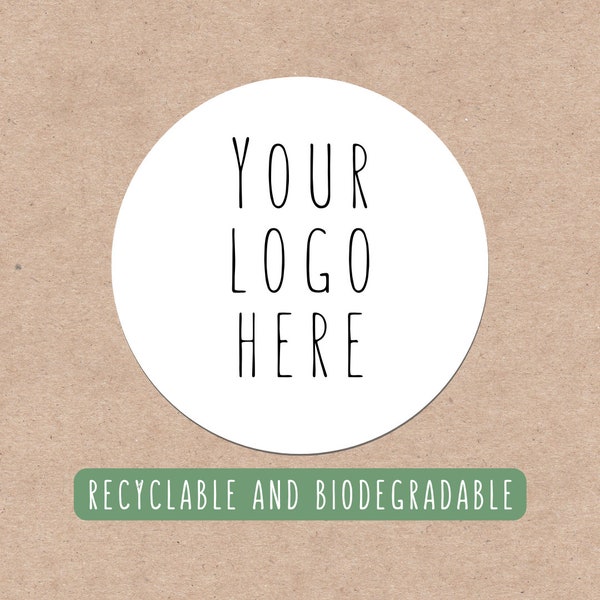 Biodegradable personalised logo paper labels, eco friendly packaging, recyclable stickers, biodegradable labels