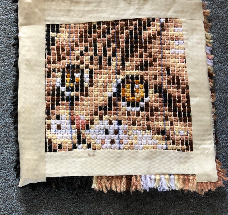 Completed Brown Cat Latch Hook Rug