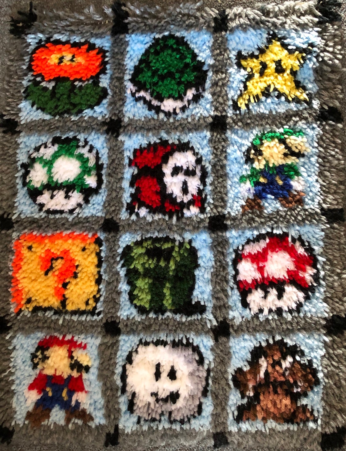 Completed Super Mario Latch Hook Rug Etsy