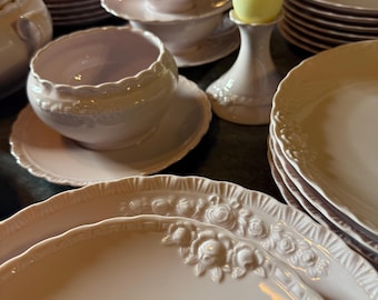 Hutschenreuther porcelaine rose Dinner Service 10 Place Settings pink porcelain unused Bavaria Germany