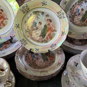 Vintage Kahla Madonna Dinner Set: Baroque Bavaria Porcelain, 20