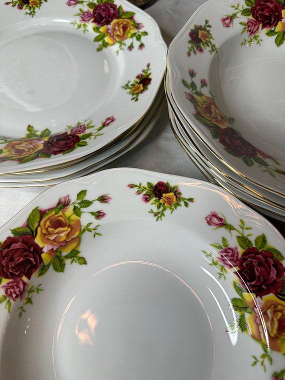 Muy raro Servicio de cena para 12 TK THUN Checoslovaquia Bohemia vajilla de rosas antiguas Carlsbad como NUEVA Etsy Espana