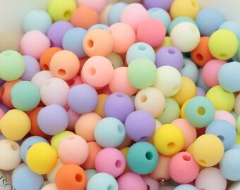 Acryl Perlen, Kunststoff, matt, 6 mm oder 8 mm, bunt, Pastell Farben, 150 oder 50 Stück