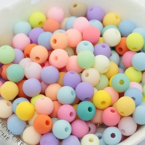 Acryl Perlen, Kunststoff, matt, 6 mm oder 8 mm, bunt, Pastell Farben, 150 oder 50 Stück Bild 1