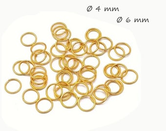 Biegeringe, Spaltringe Metall goldfarbig 4 mm, 6 mm x 0,8 mm