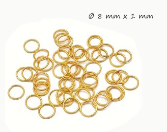 Biegeringe, Spaltringe goldfarbig 8 mm x 1 mm, 50 Stück