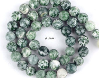 8 10 mm Green spot stone natürliche Edelstein Perlen grün rund Kugel 4 6