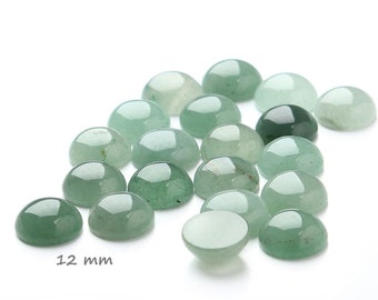 Aventurine Cabochons, green, 12 mm, 2 pieces, for 12 mm Cabochon socket