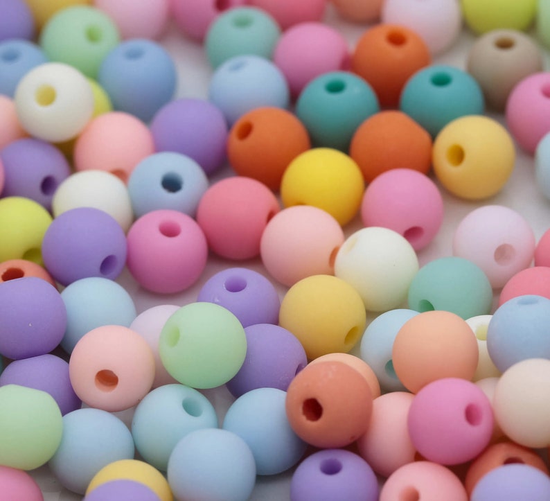 Acryl Perlen, Kunststoff, matt, 6 mm oder 8 mm, bunt, Pastell Farben, 150 oder 50 Stück Bild 2