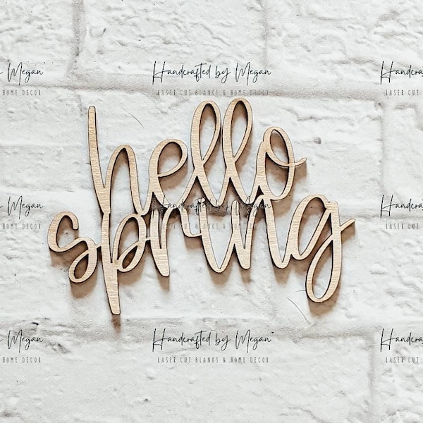 HELLO SPRING set - Various Sizes - Unfinished Wooden Blanks- Wooden Shapes - laser cut shape - Spring crafts