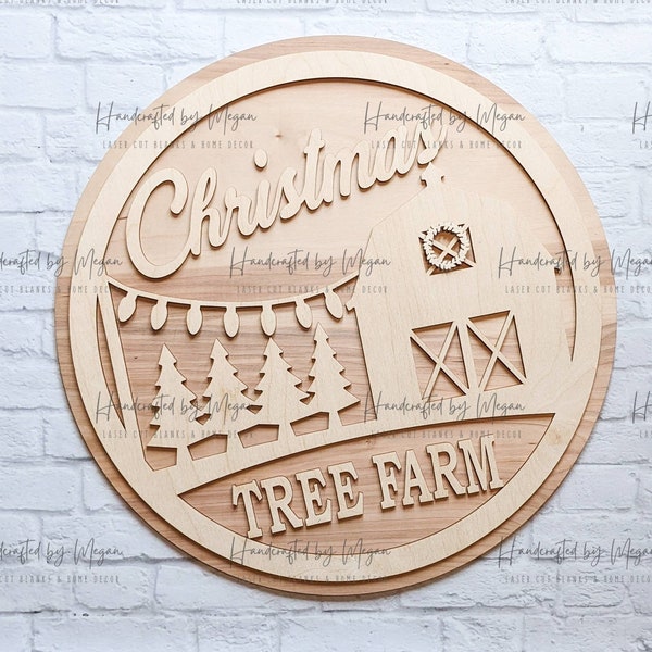 Christmas Tree Farm Door Hanger- Christmas - Unfinished Wood - Wooden Blanks- Wooden Shapes - laser cut shape - Paint Party