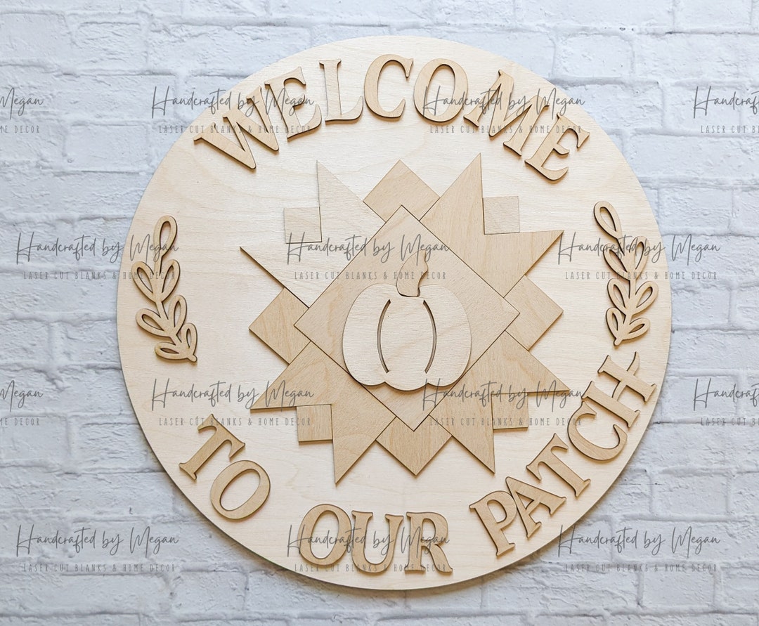 Welcome to Our Patch Pumpkin Door Hanger Fall Decor Unfinished Wood ...
