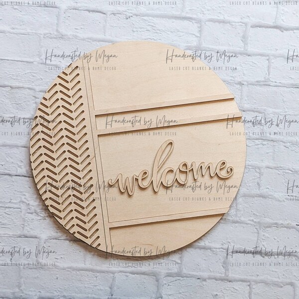 Welcome Chevron Door Hanger-  Unfinished Wood - Wooden Blanks- Wooden Shapes - laser cut shape - Paint Party- Everyday crafts