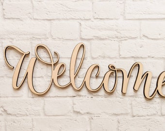 WELCOME word cutout - Various Sizes - Wooden Blanks- Wooden Shapes - laser cut shape - Everyday Crafts