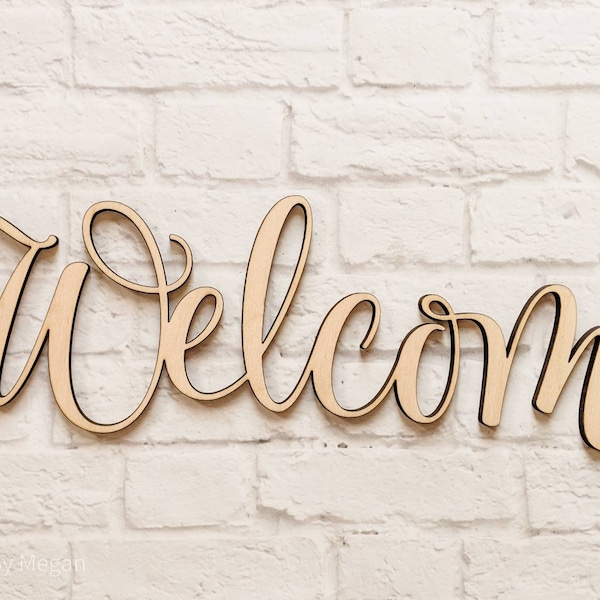 WELCOME word cutout - Various Sizes - Wooden Blanks- Wooden Shapes - laser cut shape - Everyday Crafts