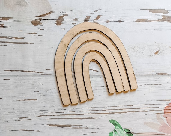 RAINBOW SHAPE Various Sizes Unfinished 1/4 Wood Wooden Blanks Wooden Shapes  Laser Cut Shape Kids Crafts 