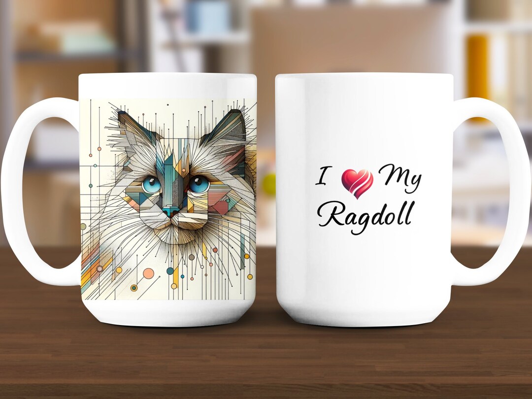 Ragdoll Art Mug 15oz, Modern, Stylish, Abstract Art, Cat Lover, Unique ...