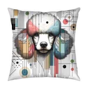 Dog Art Throw Pillow, Poodle, Modern, Stylish, Abstract Art, Cushion, Canine, Dog Lover, Birthday, Christmas, 003