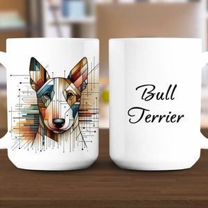 Bull Terrier Art Mug 15oz, Modern, Stylish, Abstract Art, Dog Lover, Unique Gift, Canine, Birthday, Christmas, 005