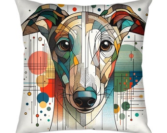 Dog Art Throw Pillow, Greyhound, Modern, Stylish, Abstract Art, Cushion, Canine, Dog Lover, Birthday, Christmas, 007