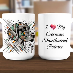 German Shorthaired Pointer Art Mug 15oz, Modern, Stylish, Abstract Art, Dog Lover, Unique Gift, Canine, Birthday, Christmas, 004