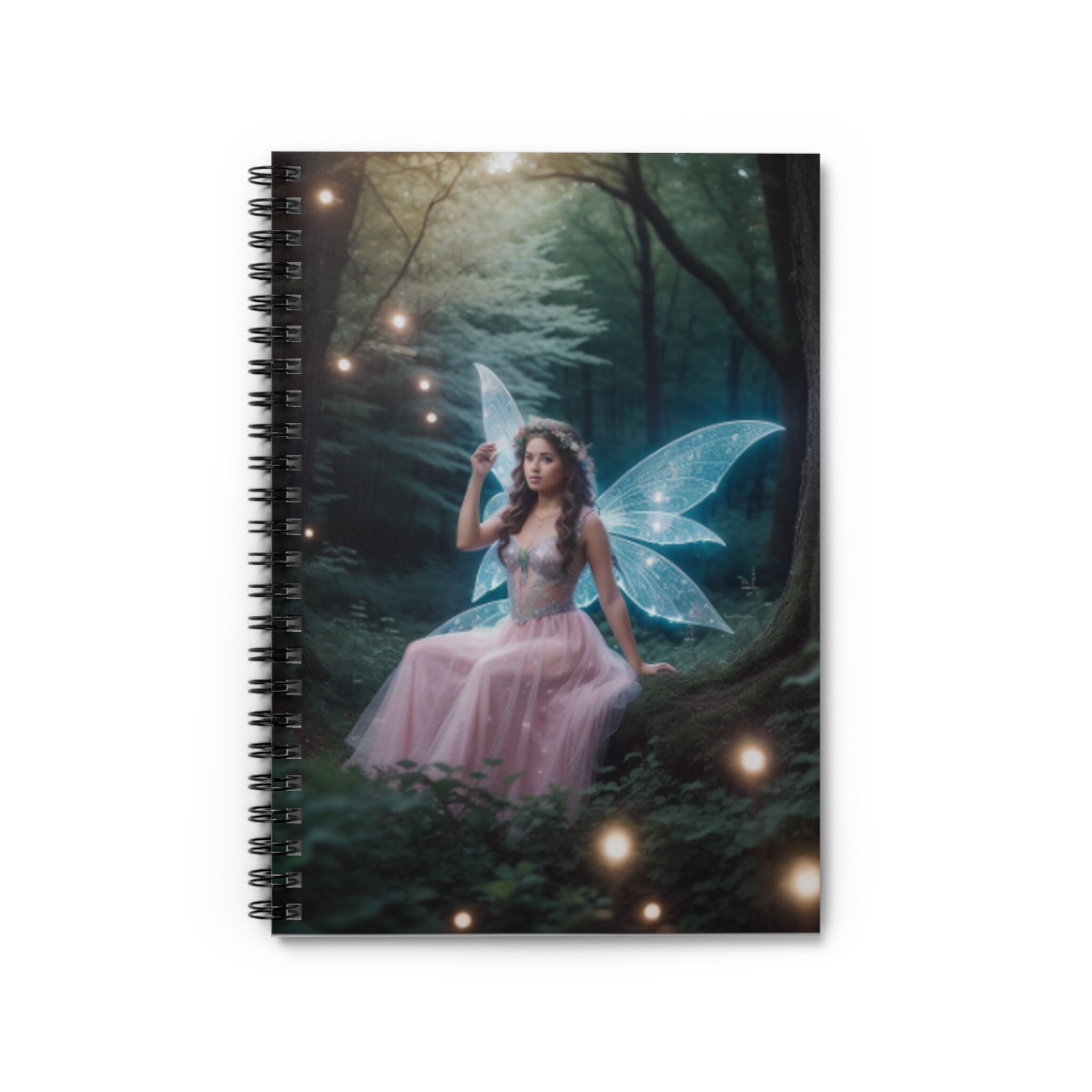 Magical Fairies Fantasy Spiral Notebook - Enchanted Background Ruled Line Paper Journal for Writing and Notes