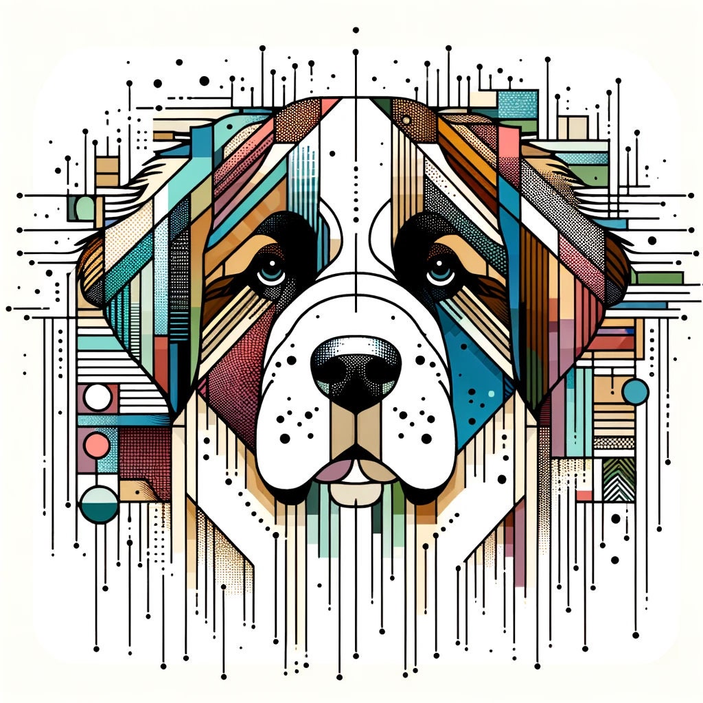 セントバーナードアートマグ 15オンス、モダン、スタイリッシュ、抽象