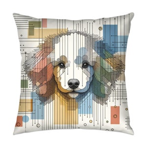Dog Art Throw Pillow, Poodle, Modern, Stylish, Abstract Art, Cushion, Canine, Dog Lover, Birthday, Christmas, 010