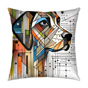 Dog Art Throw Pillow, Pointer, Modern, Stylish, Abstract Art, Cushion, Canine, Dog Lover, Birthday, Christmas, 006