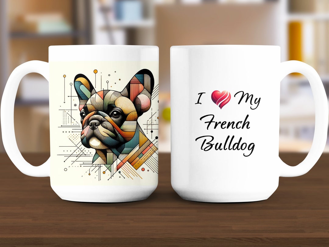 French Bulldog Art Mug 15oz, Modern, Stylish, Abstract Art, Dog